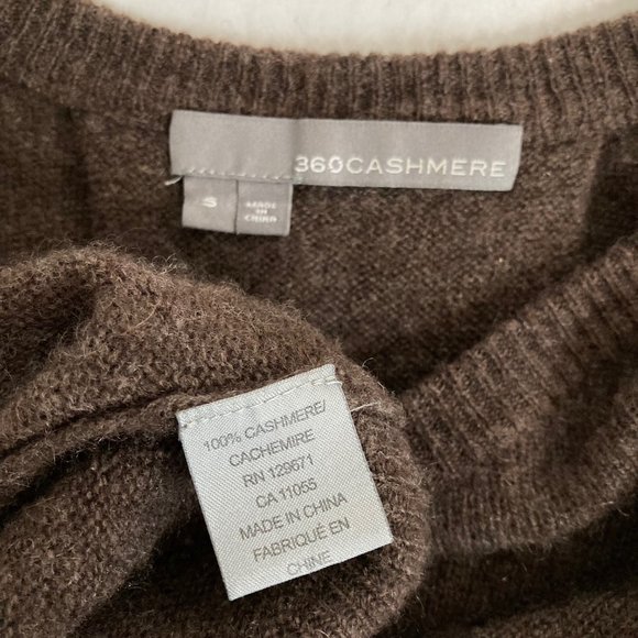 360 Cashmere Brown Lightweight Cashmere Boxy Fit Crewneck Pullover Sweater Sz S - Picture 13 of 16